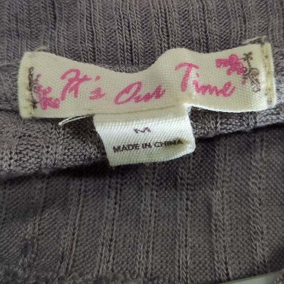 It's Our Time Sweater Womens XL Gray Ribbed Distressed Relaxed Long Sleeve - Picture 5 of 8